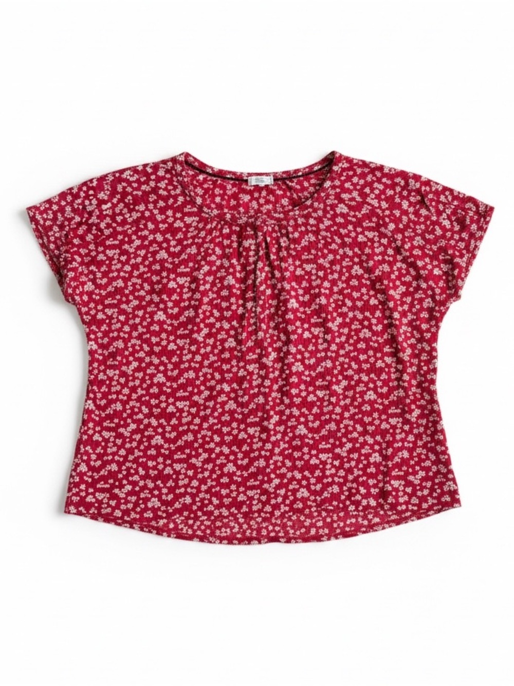 FatFace Red Floral Boho Blouse Lightweight Flowy Short Sleeve Top Size 12